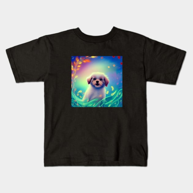 Fluffy Puppy Kids T-Shirt by ArtistsQuest